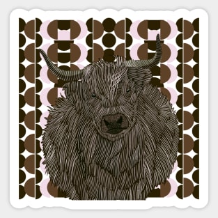 Brown Highland cow Sticker